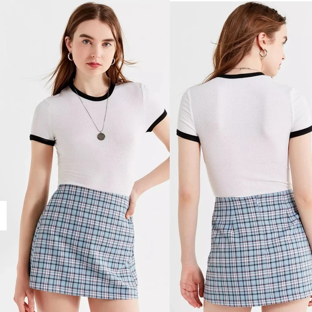 ☀️URBAN OUTFITTERS Pink Plaid Pelmet Pockets Mini Skirt